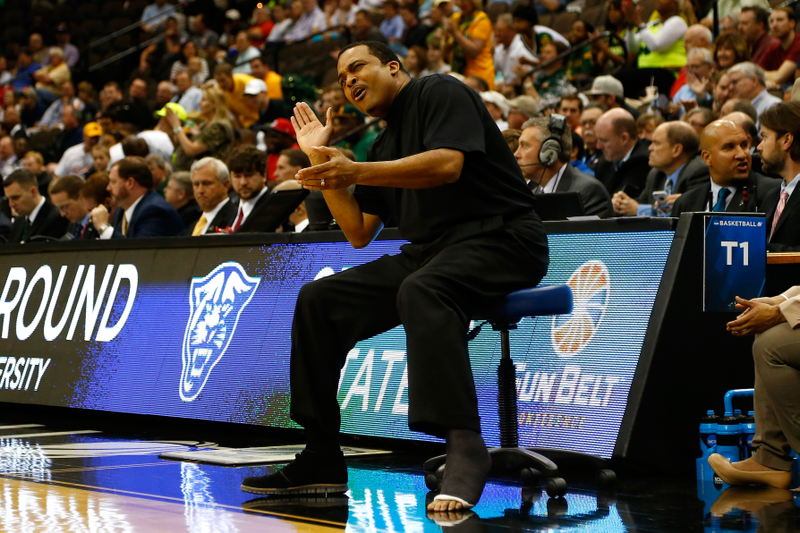 Ron Hunter, head coach of the Sun Belt’s Georgia State, during his team’s famous 2015 upset of No. 3 seed Baylor.